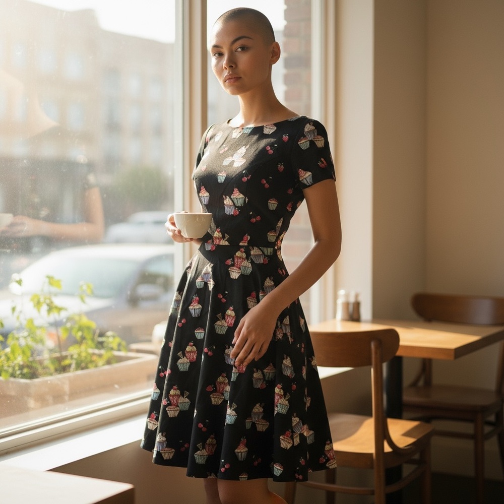 Eva Rose Black Floral Dress - Picture 6 of 7